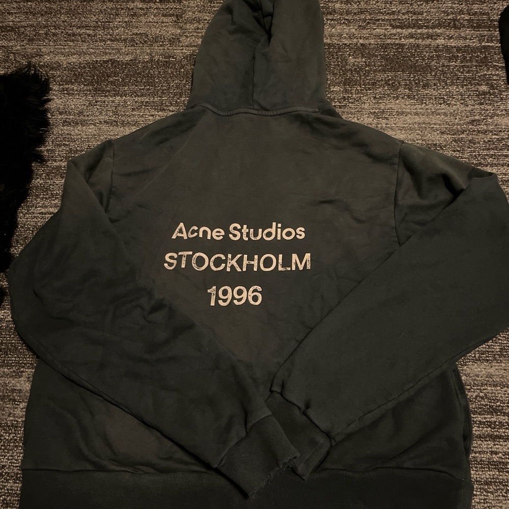 Acne Black Hoodie with White Text